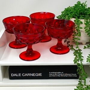 Noritake Perspective Ruby Red Compotes Set Of 4